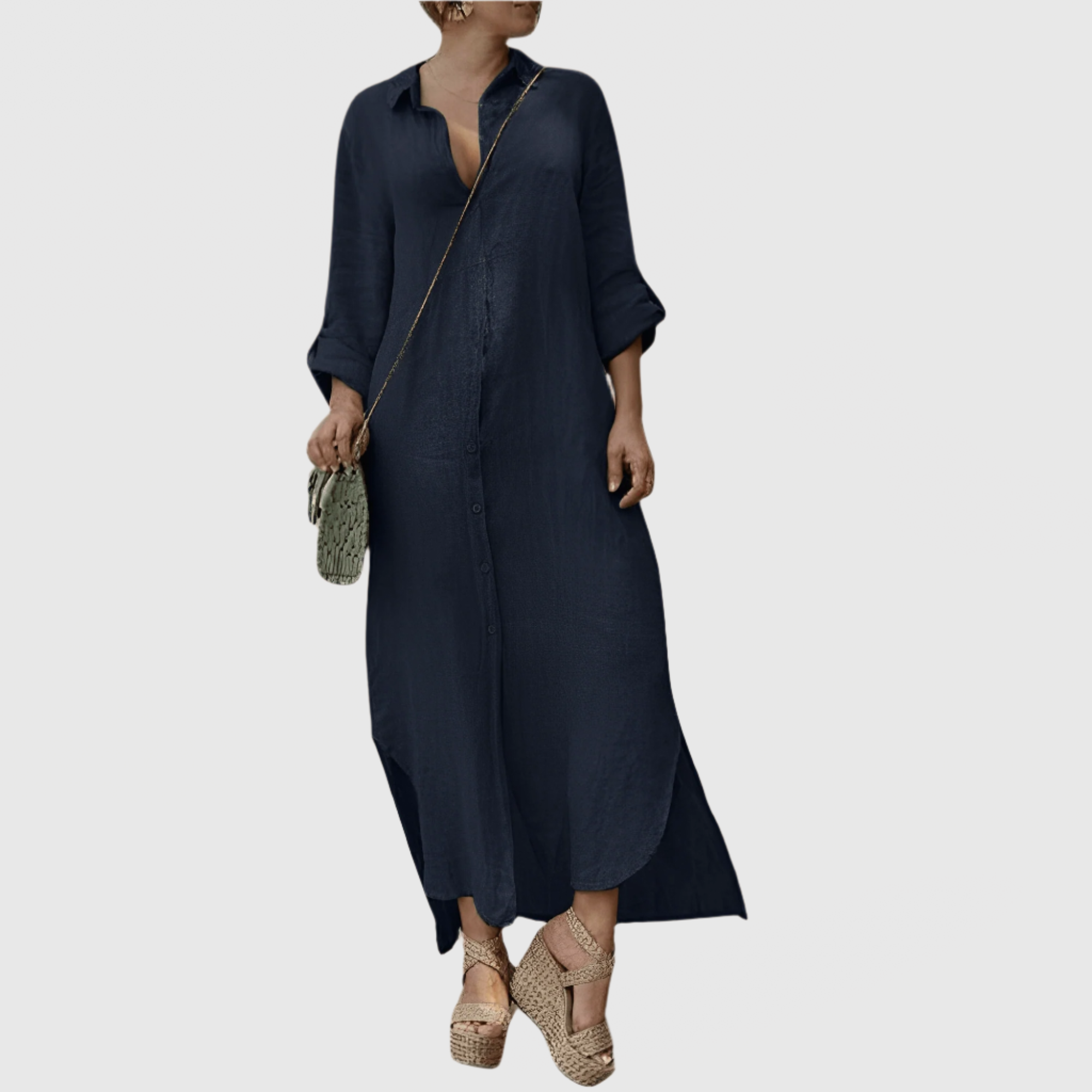 Robe longue en lin Elara Elegance | Robe d'été | Tissu en lin | Élégant et décontracté | Parfait pour le printemps et l'été