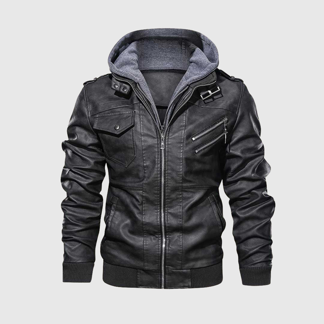Veste en cuir rebelle | Veste en cuir avec capuche | Design emblématique