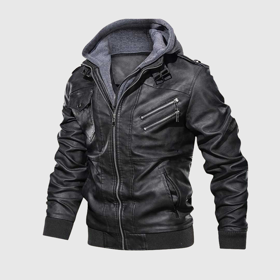 Veste en cuir rebelle | Veste en cuir avec capuche | Design emblématique