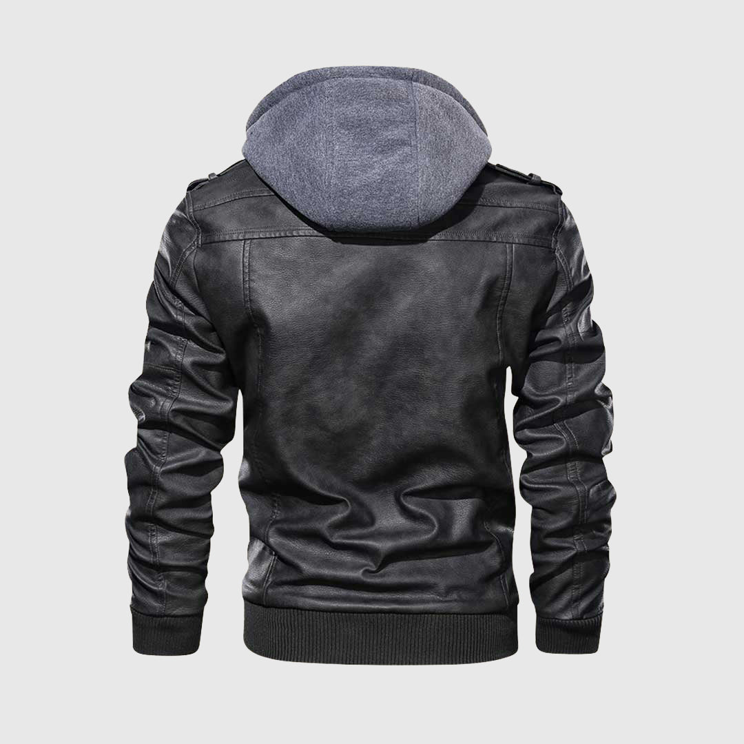 Veste en cuir rebelle | Veste en cuir avec capuche | Design emblématique