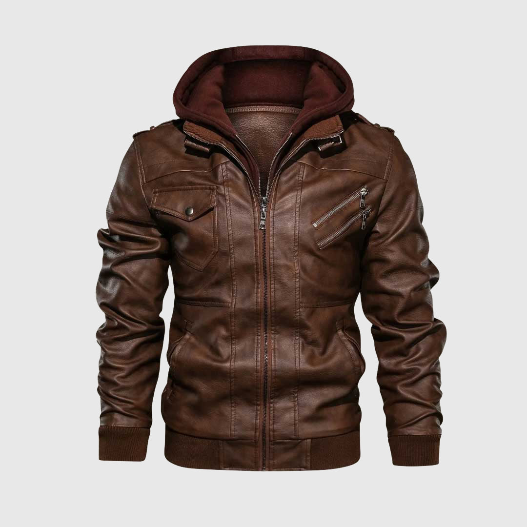 Veste en cuir rebelle | Veste en cuir avec capuche | Design emblématique