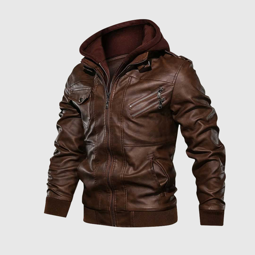Veste en cuir rebelle | Veste en cuir avec capuche | Design emblématique