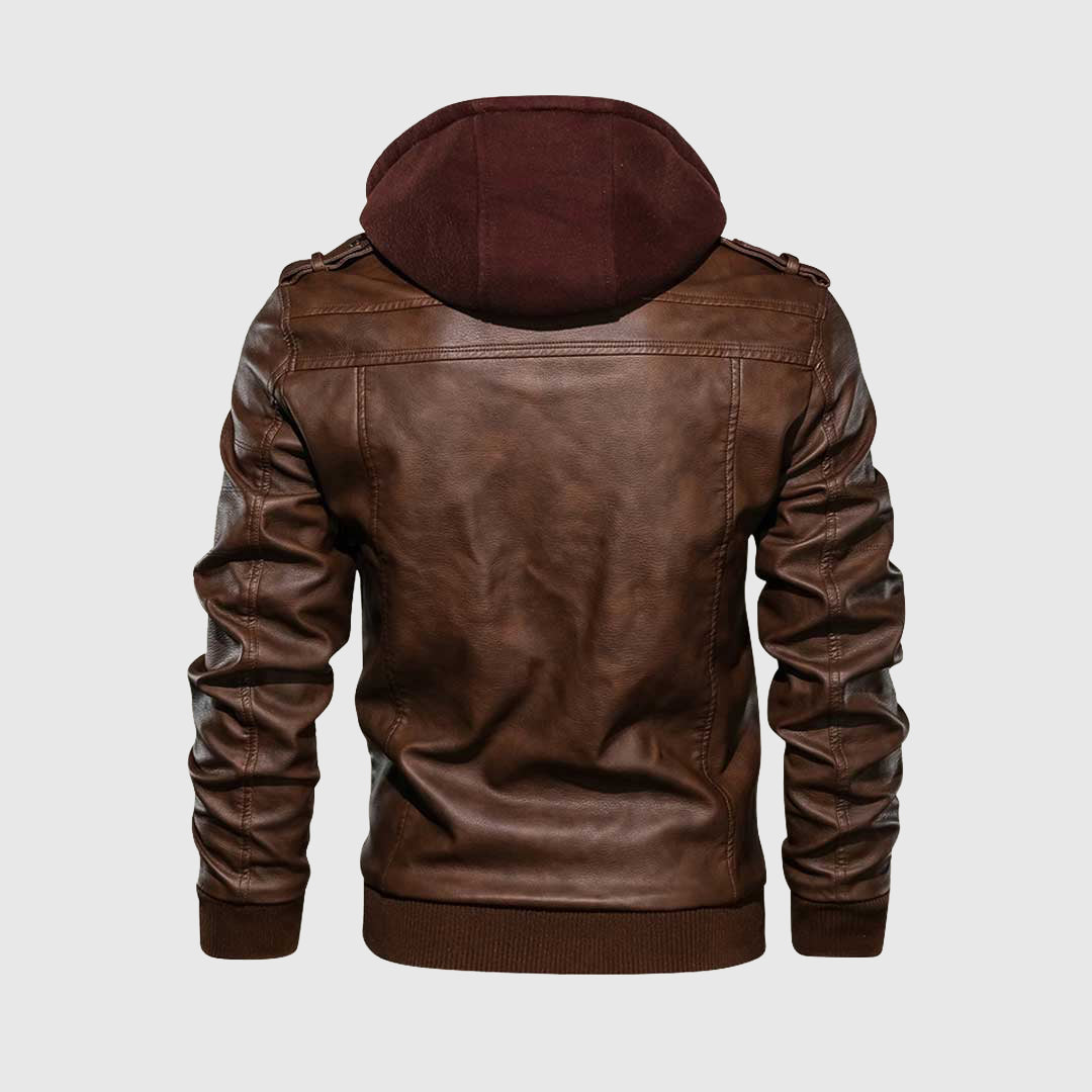 Veste en cuir rebelle | Veste en cuir avec capuche | Design emblématique