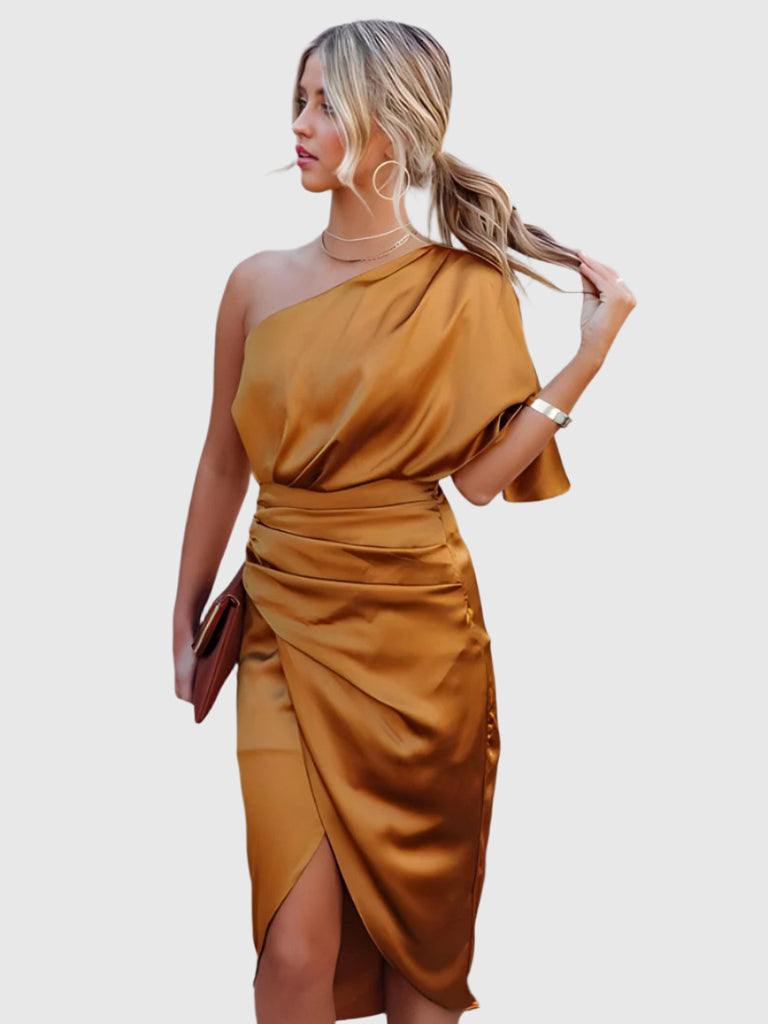 Vera Luxe | Elegantes Ein-Schulter Cocktailkleid | Damen Cocktailkleid | Perfekte Passform | Festliche Mode