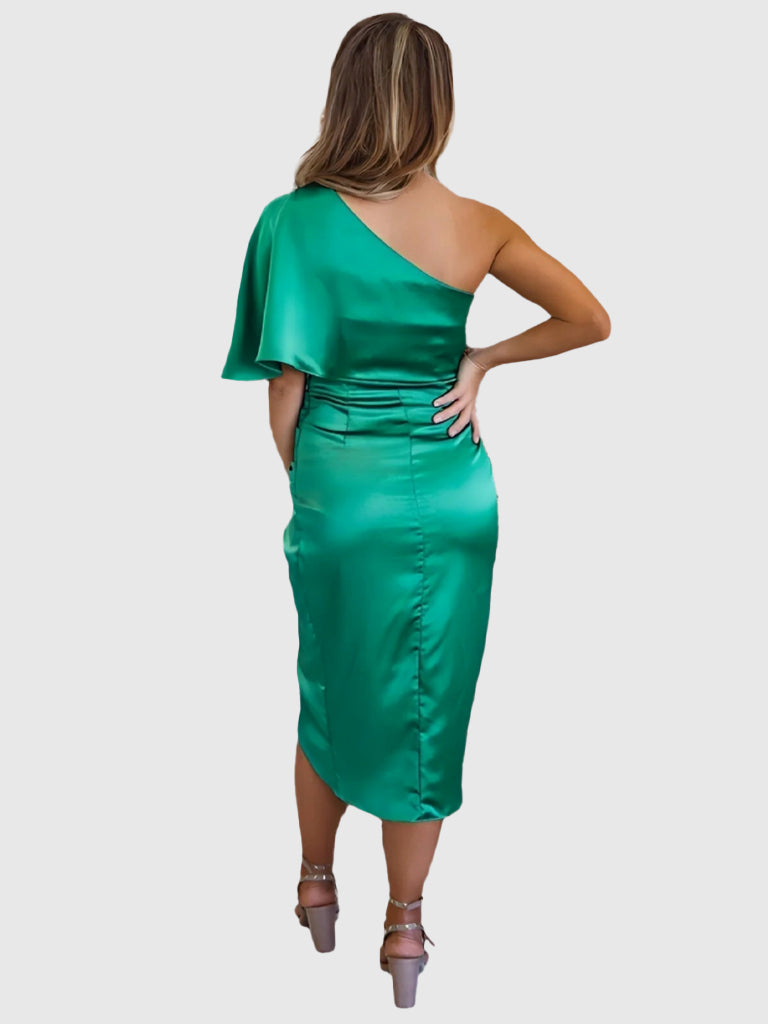 Vera Luxe | Elegantes Ein-Schulter Cocktailkleid | Damen Cocktailkleid | Perfekte Passform | Festliche Mode