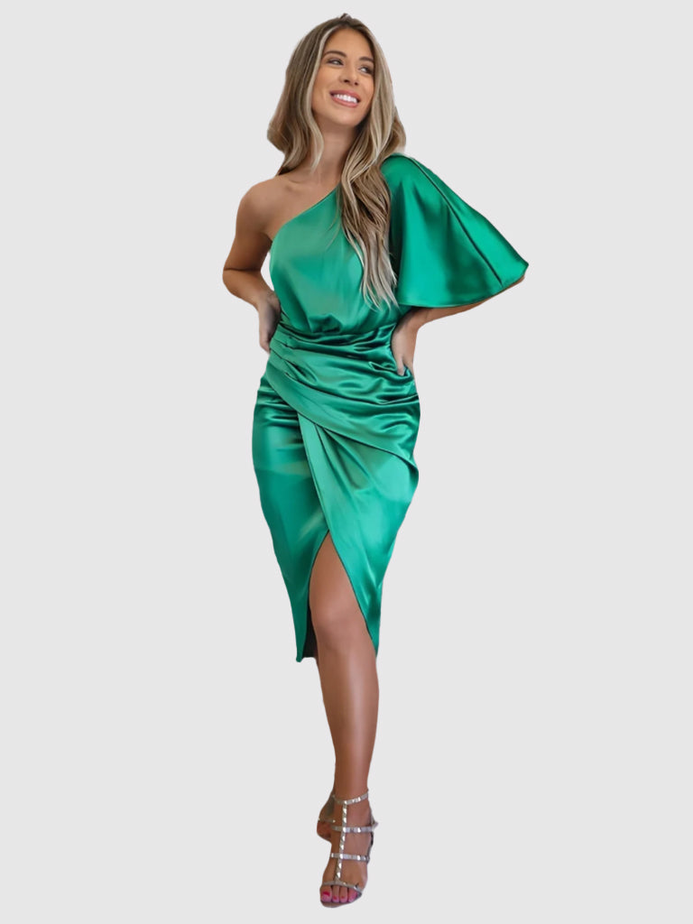 Vera Luxe | Elegantes Ein-Schulter Cocktailkleid | Damen Cocktailkleid | Perfekte Passform | Festliche Mode