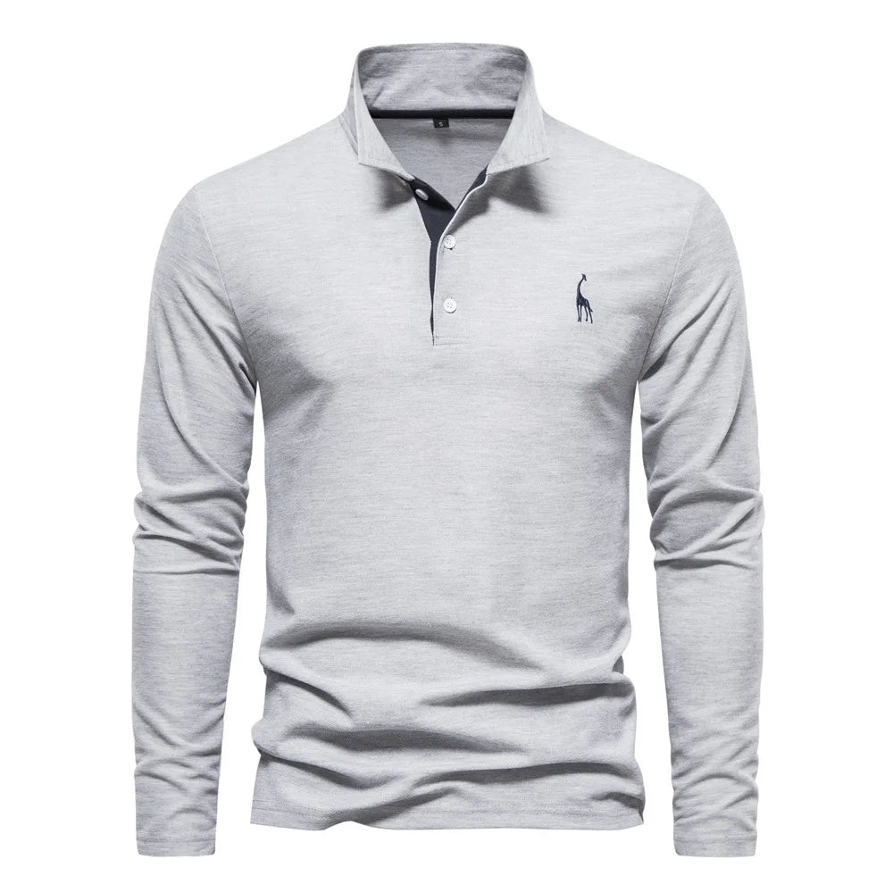 Lunethra Klassisches Langärmeliges Polo für Herren | Zeitloser Stil & Komfort