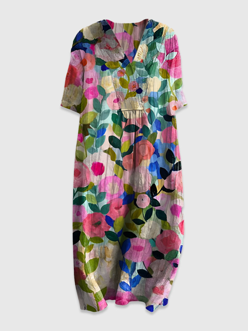 Robe décontractée Dominica Blütenzauber | Col en V | Conception florale | Parfait pour l'été et les loisirs