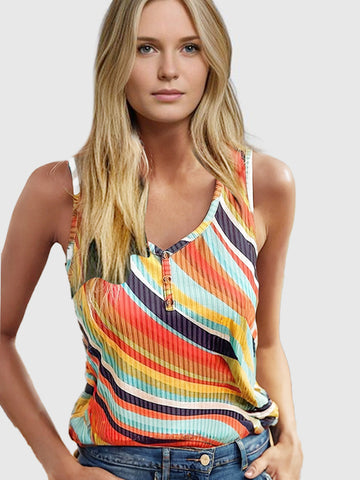 RainbowCharm sleeveless top | Colorful striped look | Lightweight &amp; stylish | Perfect for summer outfits