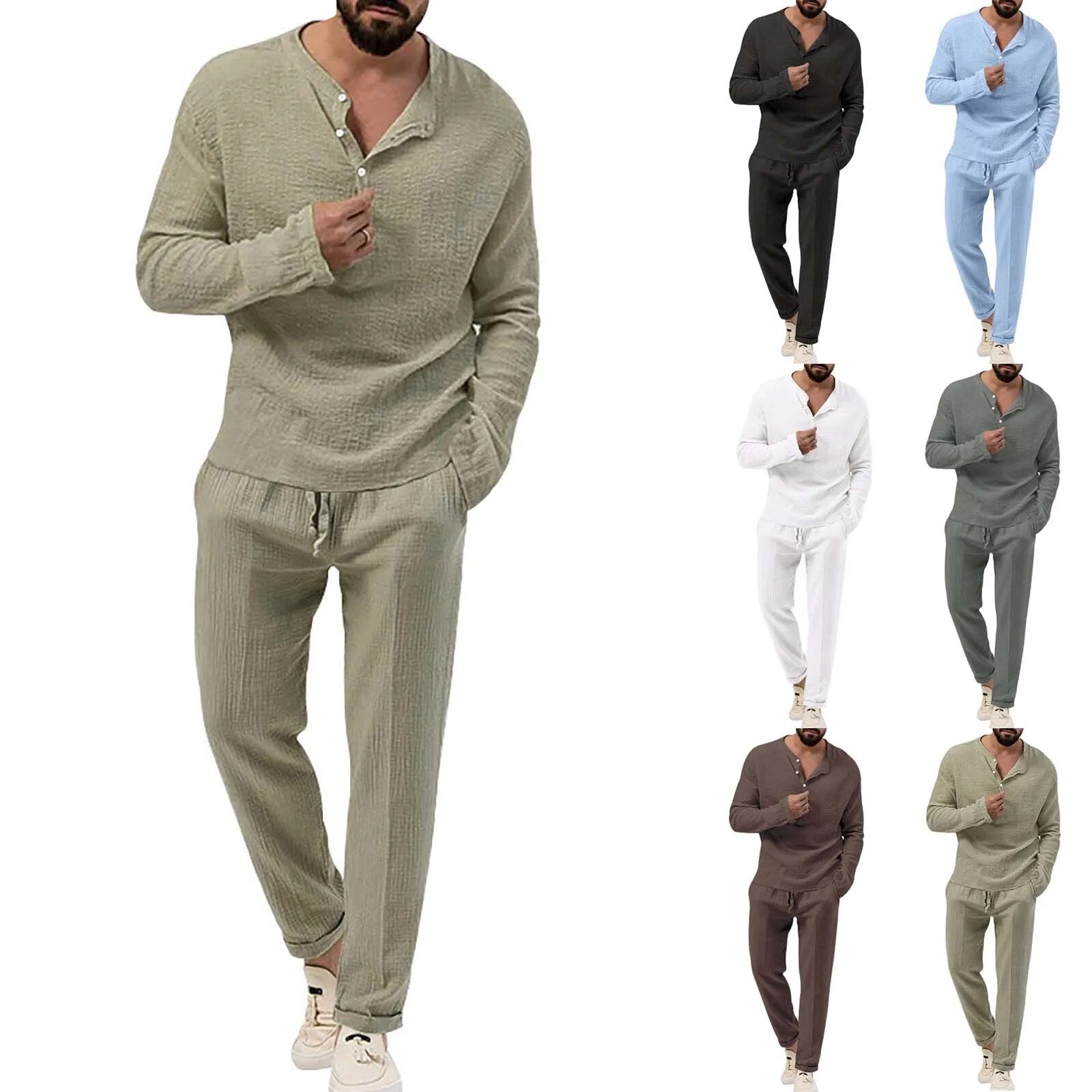Levard Herren Leinen-Set | Atmungsaktiv & Bequem | Sommer Outfit für Freizeit & Urlaub