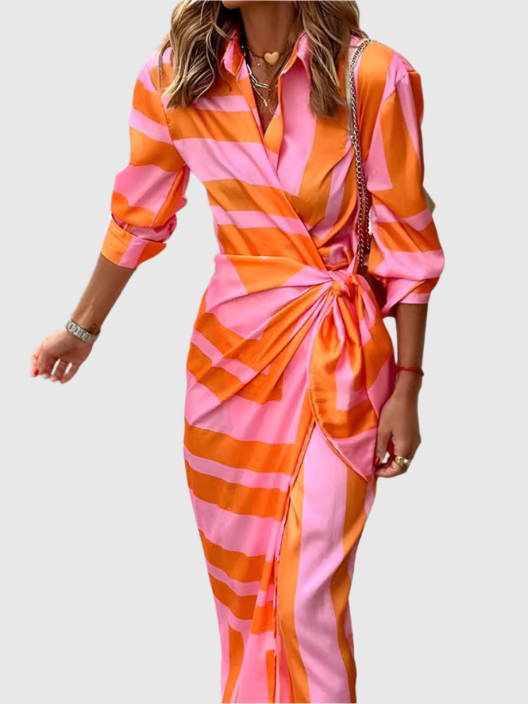 Bernice Striped Midi Shirt Dress | Casual summer look | Comfortable fit | Elegant design for everyday wear and the office