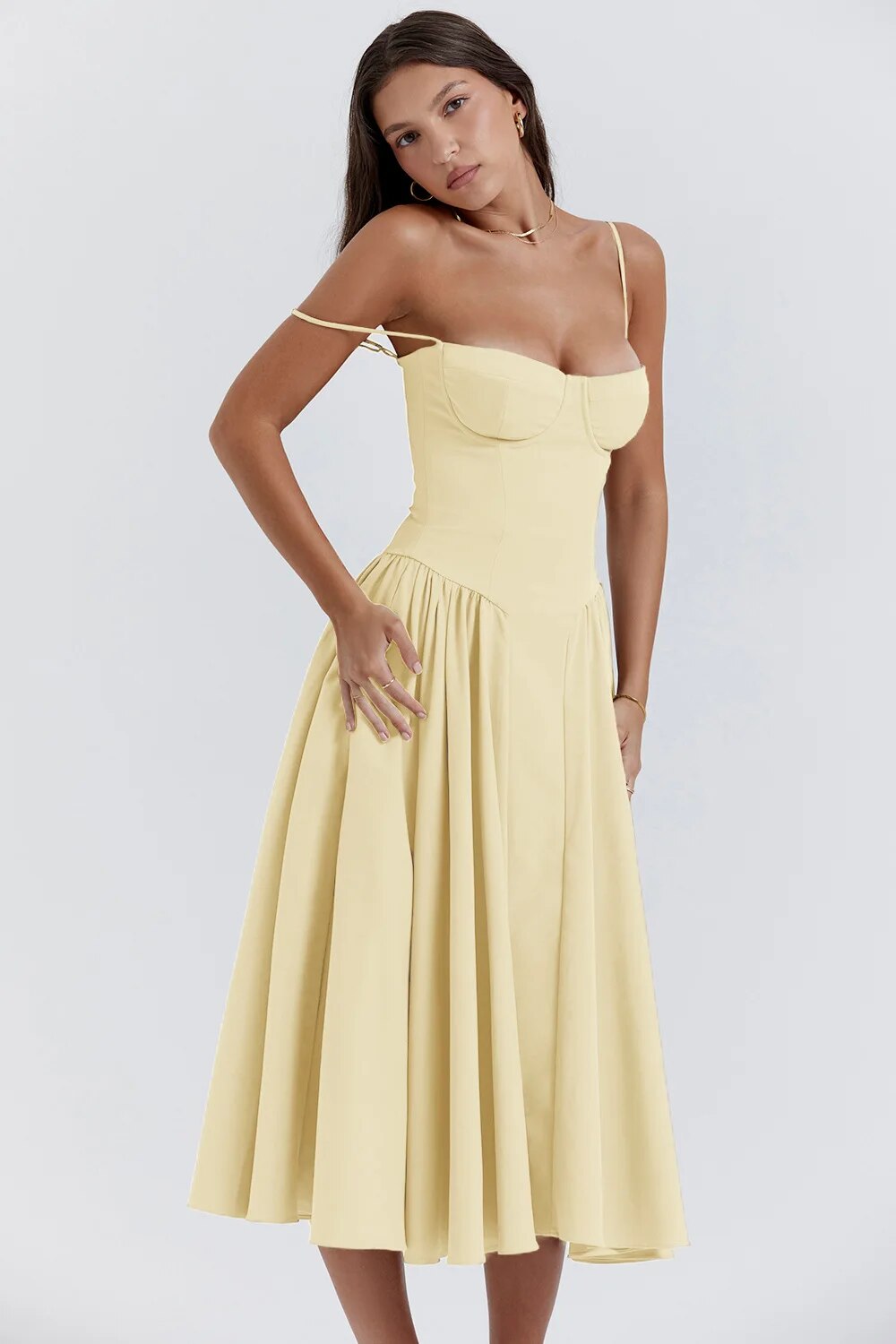 Velisra Sleeveless Corset Midi Dress | Figure-hugging &amp; Elegant | Perfect for special occasions 