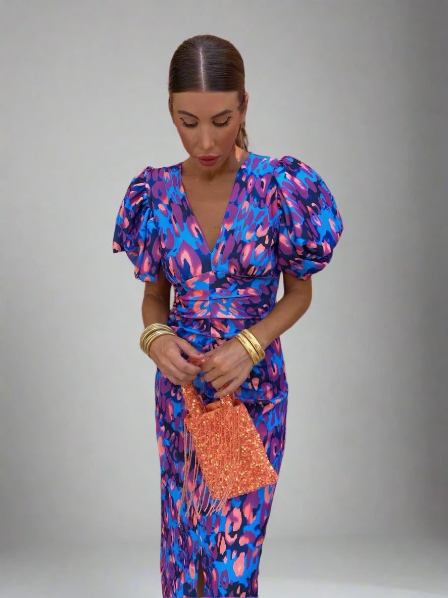 SiennaGlow – Puff Sleeve Maxi Dress for Women | Elegance | Airy | Perfect for special occasions