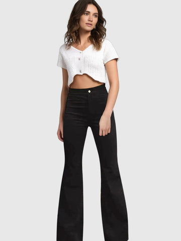 Pantalon évasé VelvetFlares pour femme | Tissu en velours côtelé confortable | Tendance et moulante | Parfait pour la vie quotidienne et les loisirs