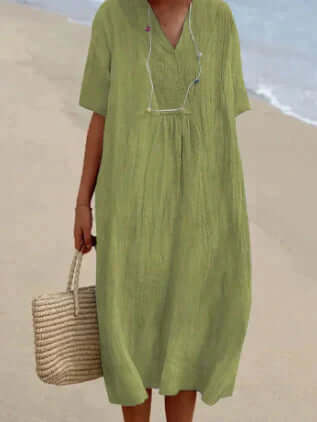 Robe élégante en lin LinaDress | Respirant | Robe d'été | Confortable et élégant