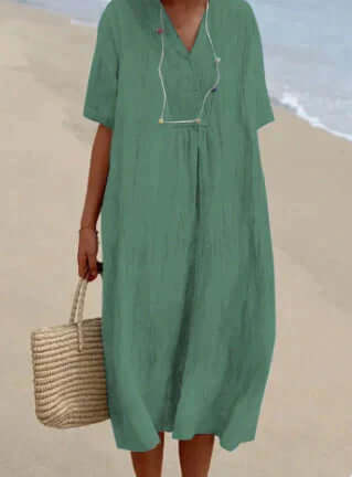 Robe élégante en lin LinaDress | Respirant | Robe d'été | Confortable et élégant