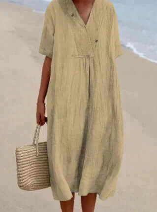 Robe élégante en lin LinaDress | Respirant | Robe d'été | Confortable et élégant