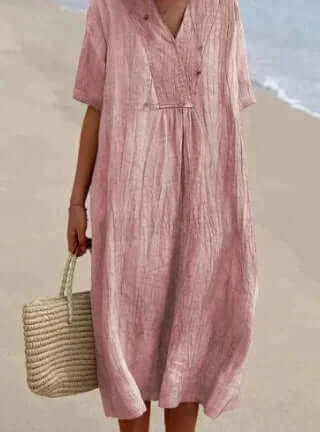Robe élégante en lin LinaDress | Respirant | Robe d'été | Confortable et élégant