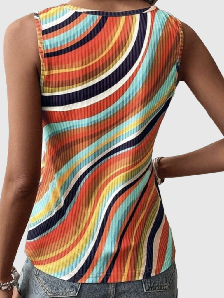 RainbowCharm sleeveless top | Colorful striped look | Lightweight &amp; stylish | Perfect for summer outfits
