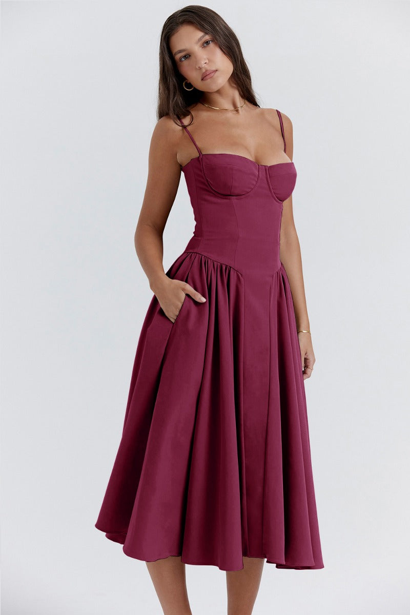 Velisra Sleeveless Corset Midi Dress | Figure-hugging &amp; Elegant | Perfect for special occasions 