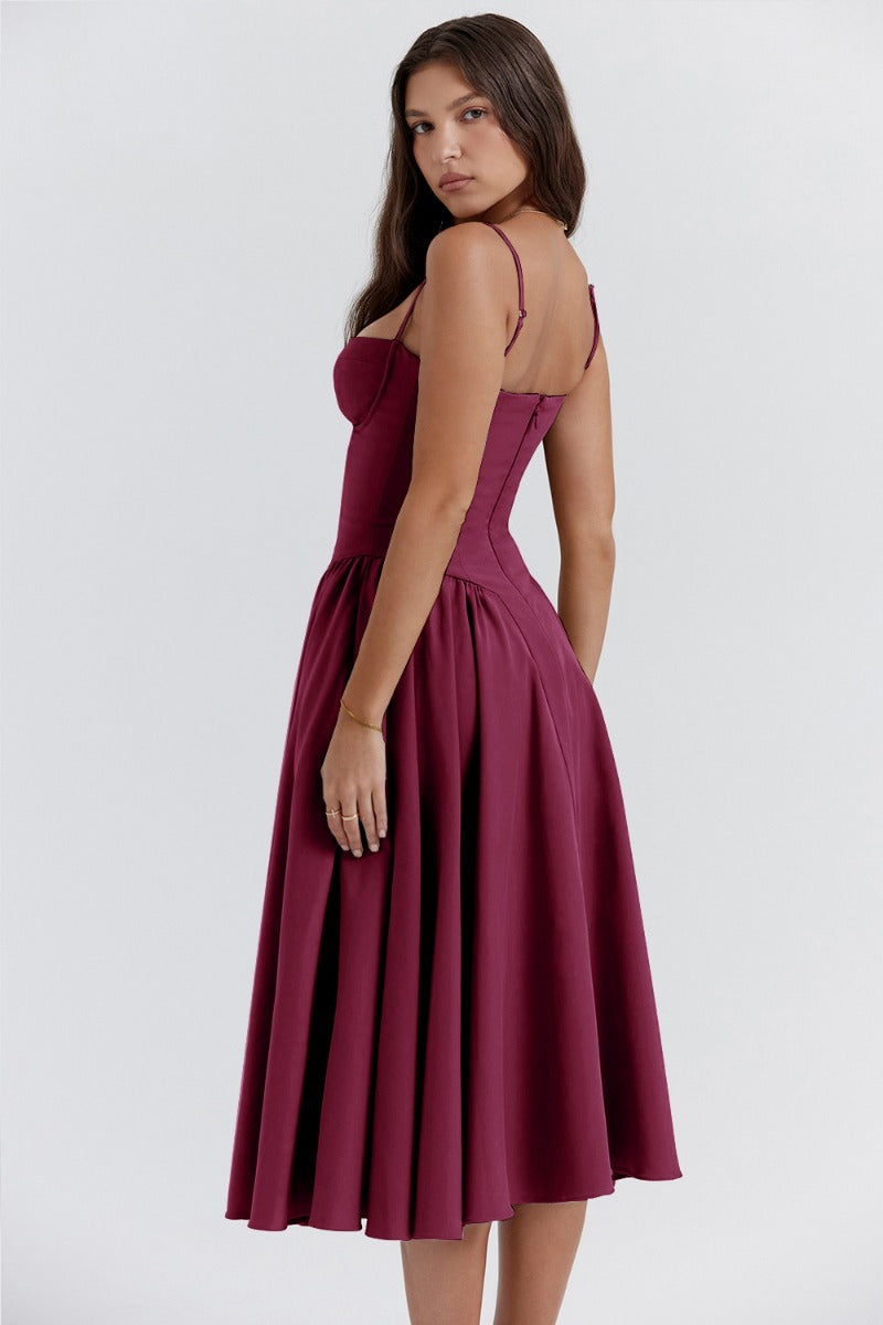 Velisra Sleeveless Corset Midi Dress | Figure-hugging &amp; Elegant | Perfect for special occasions 