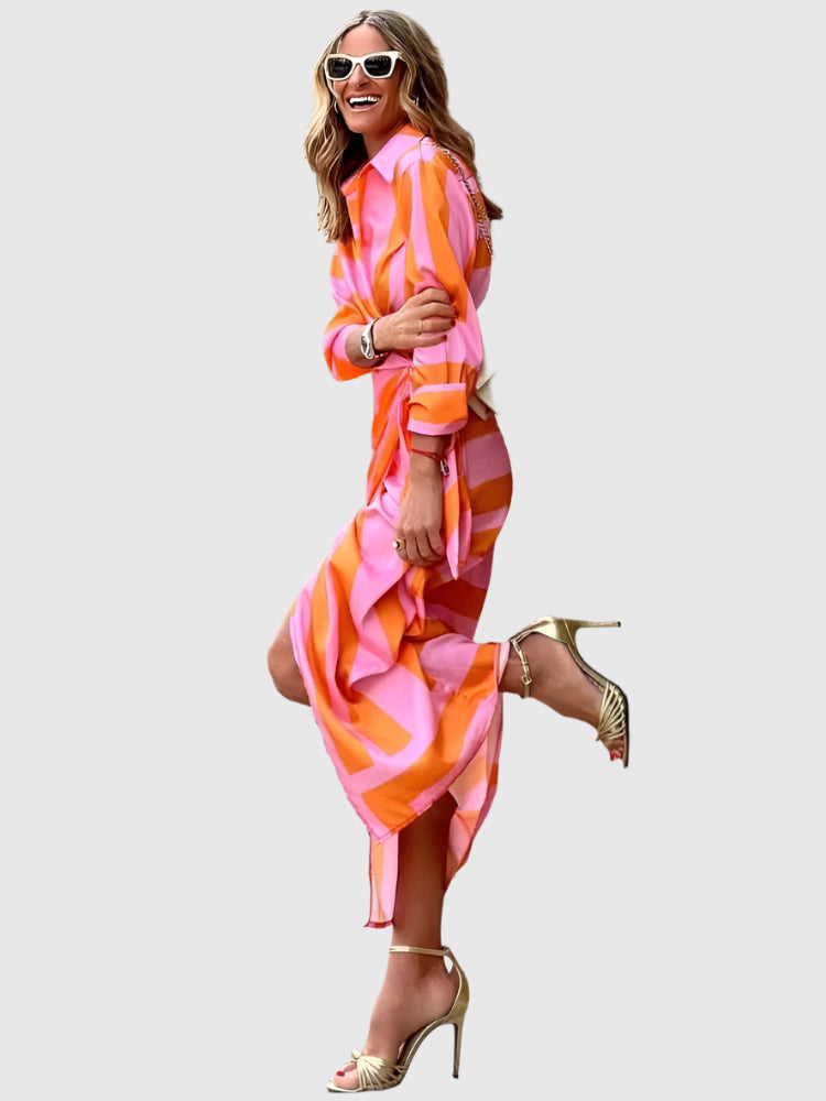 Bernice Striped Midi Shirt Dress | Casual summer look | Comfortable fit | Elegant design for everyday wear and the office