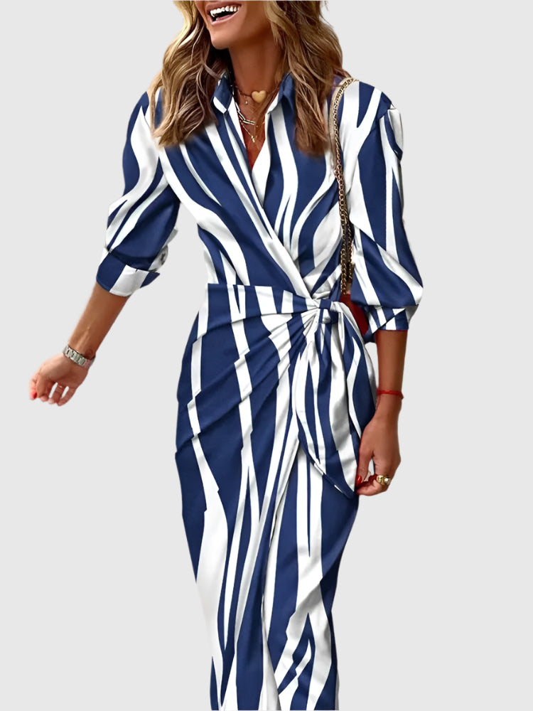 Bernice Striped Midi Shirt Dress | Casual summer look | Comfortable fit | Elegant design for everyday wear and the office