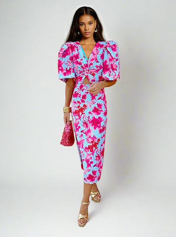 SiennaGlow – Puff Sleeve Maxi Dress for Women | Elegance | Airy | Perfect for special occasions