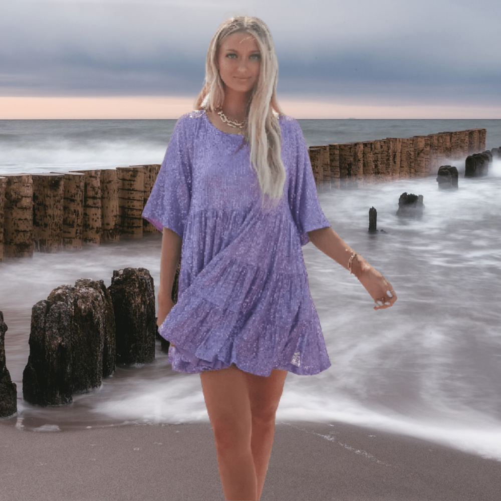 Robe de soirée glamour Glittera | Robe babydoll scintillante | Tenue de soirée élégante