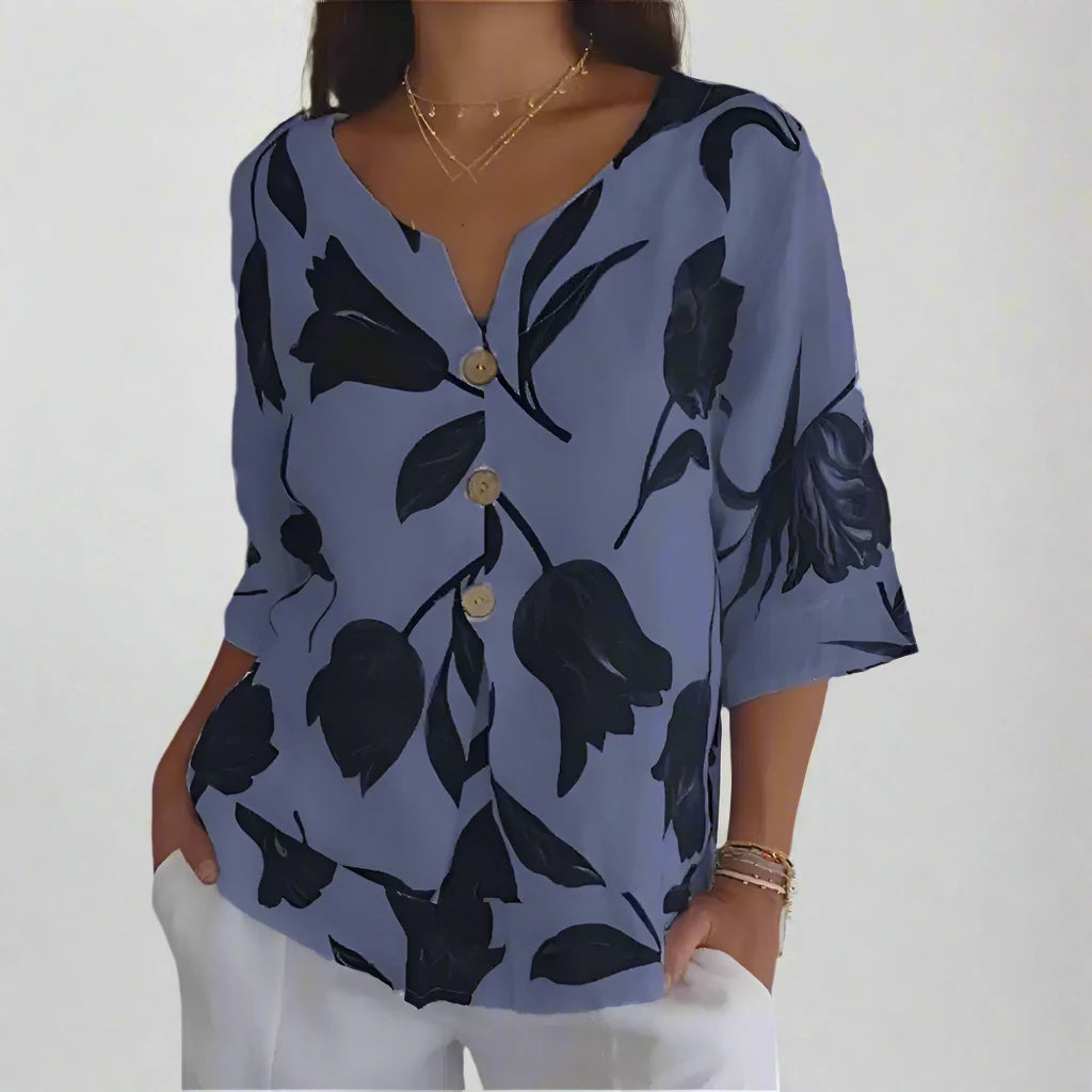 Tunique femme VelviTrend avec imprimé | Col en V | Aéré et élégant | Parfait pour le printemps et l'été