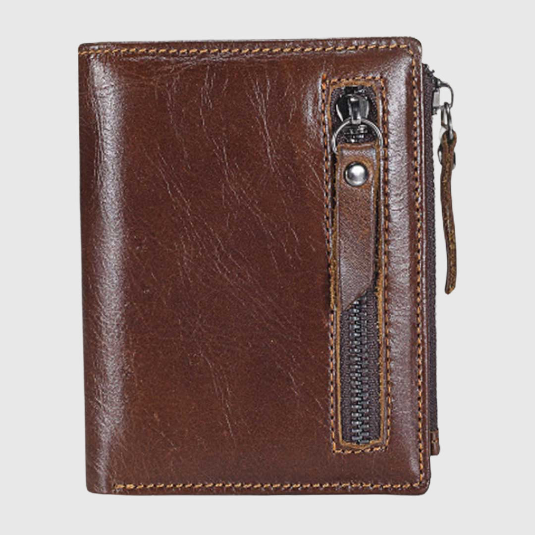 Portefeuille à fermeture éclair McDowell | Portefeuille en cuir pratique | portefeuille