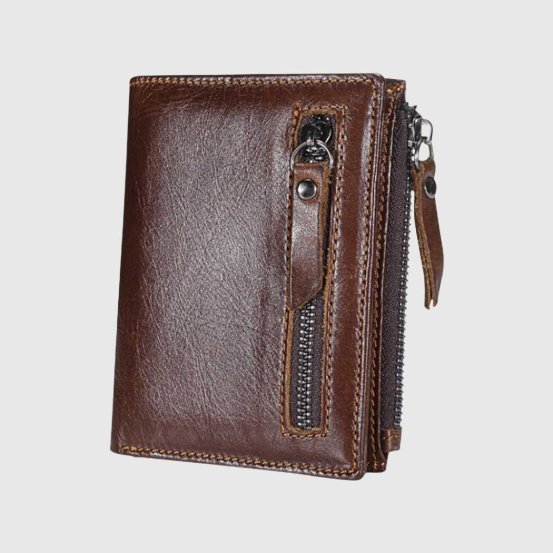 Portefeuille à fermeture éclair McDowell | Portefeuille en cuir pratique | portefeuille