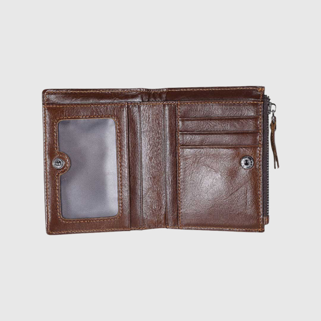 Portefeuille à fermeture éclair McDowell | Portefeuille en cuir pratique | portefeuille
