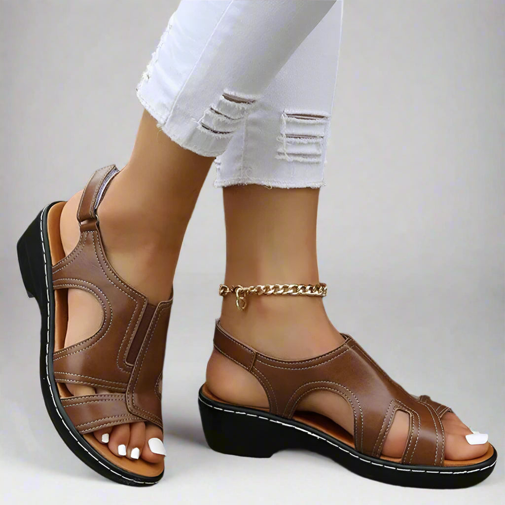 VeraStep Orthopedic Leather Wedges for Women | Comfortable Wedge Sandals | Style &amp; Comfort for Summer