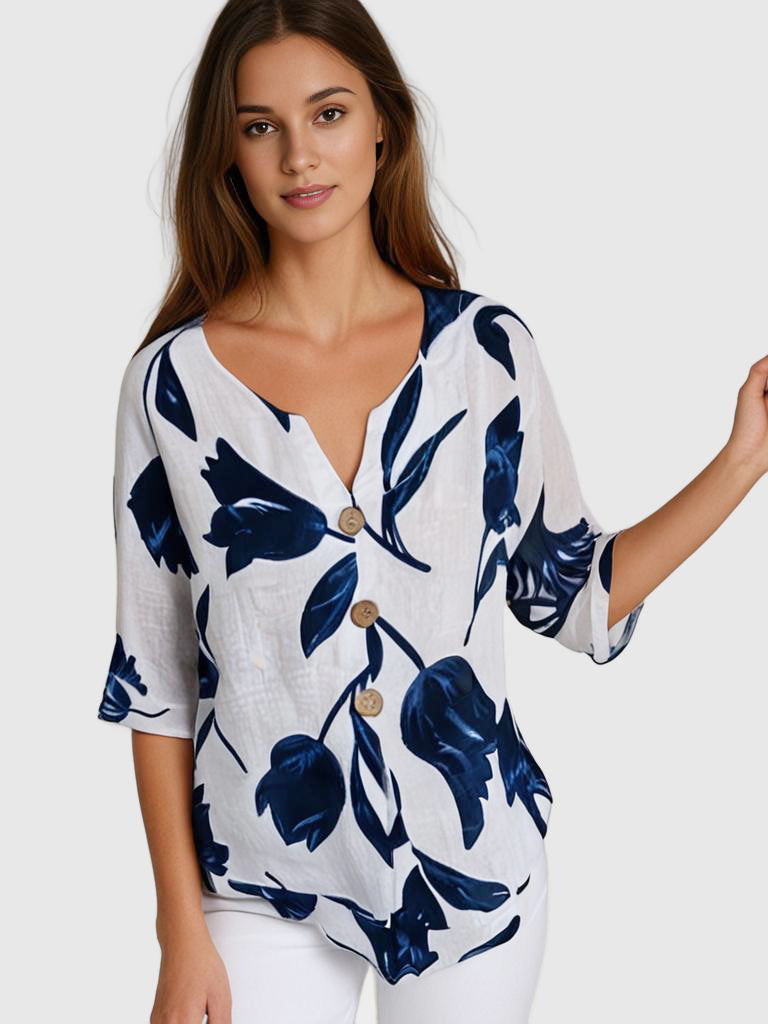 Tunique femme VelviTrend avec imprimé | Col en V | Aéré et élégant | Parfait pour le printemps et l'été