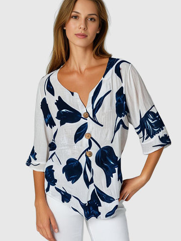 Tunique femme VelviTrend avec imprimé | Col en V | Aéré et élégant | Parfait pour le printemps et l'été