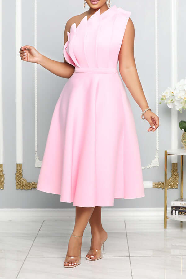 Robe évasée romantique à une épaule FloraBloom | Design élégant | Parfait pour les occasions spéciales