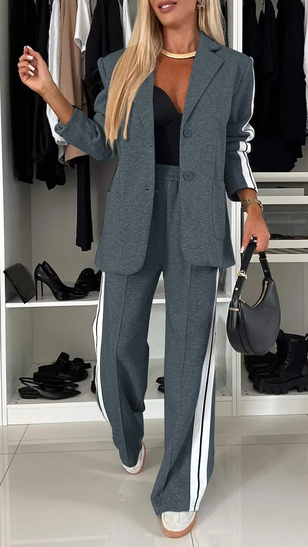StriaSet Stylish Striped Two-Piece Set | Trendy Casual Look | Comfortable and Versatile