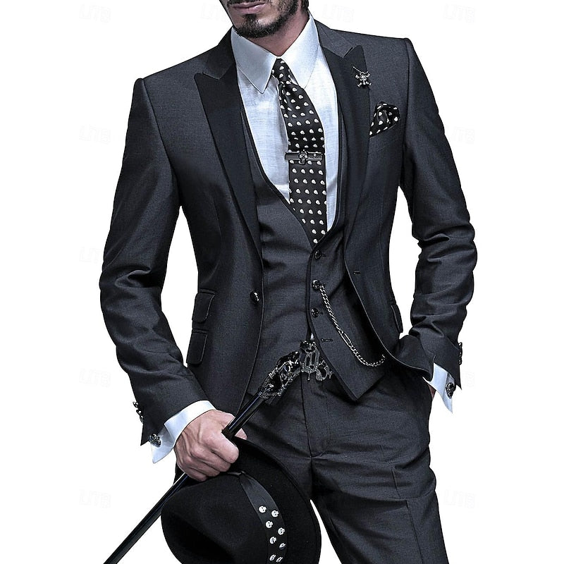LinoGent Herren Leinenanzug | 3-teiliges Set mit Blazer, Weste & Hose | Stilvoll & Atmungsaktiv
