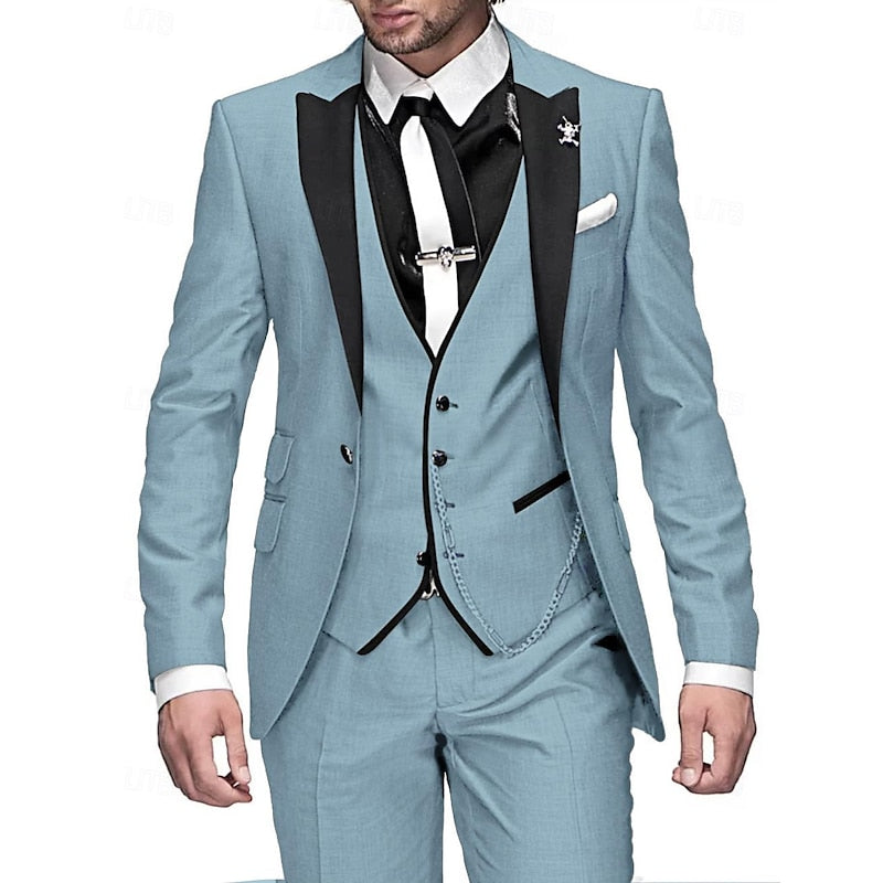 LinoGent Herren Leinenanzug | 3-teiliges Set mit Blazer, Weste & Hose | Stilvoll & Atmungsaktiv