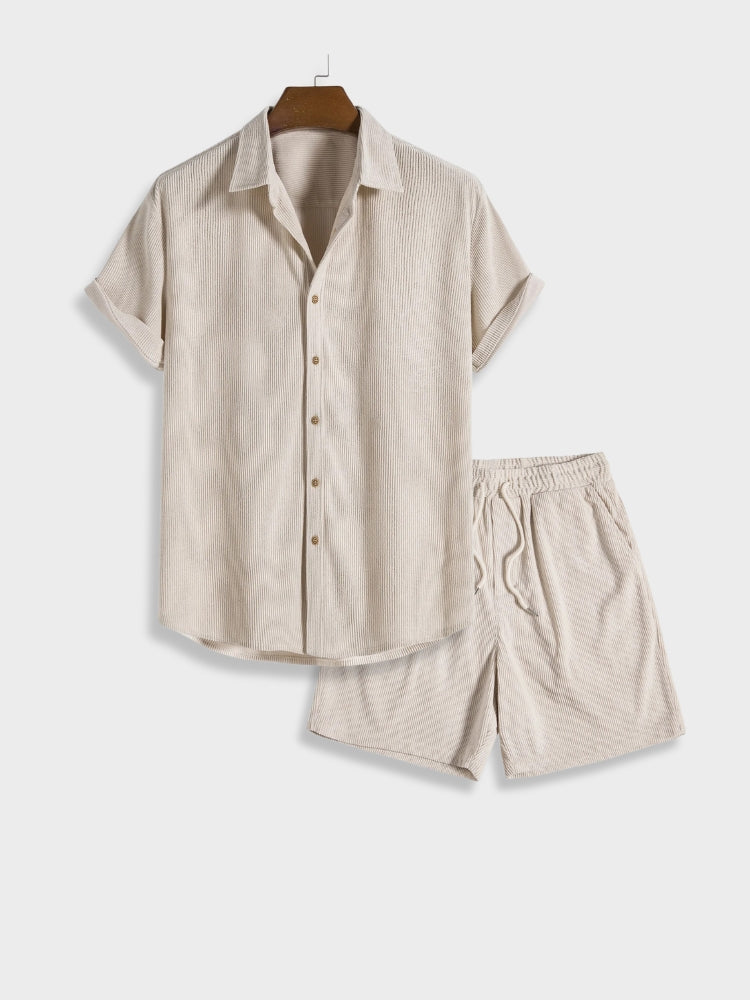 SommerCord Herren Set | Leichtes Cordhemd und Shorts