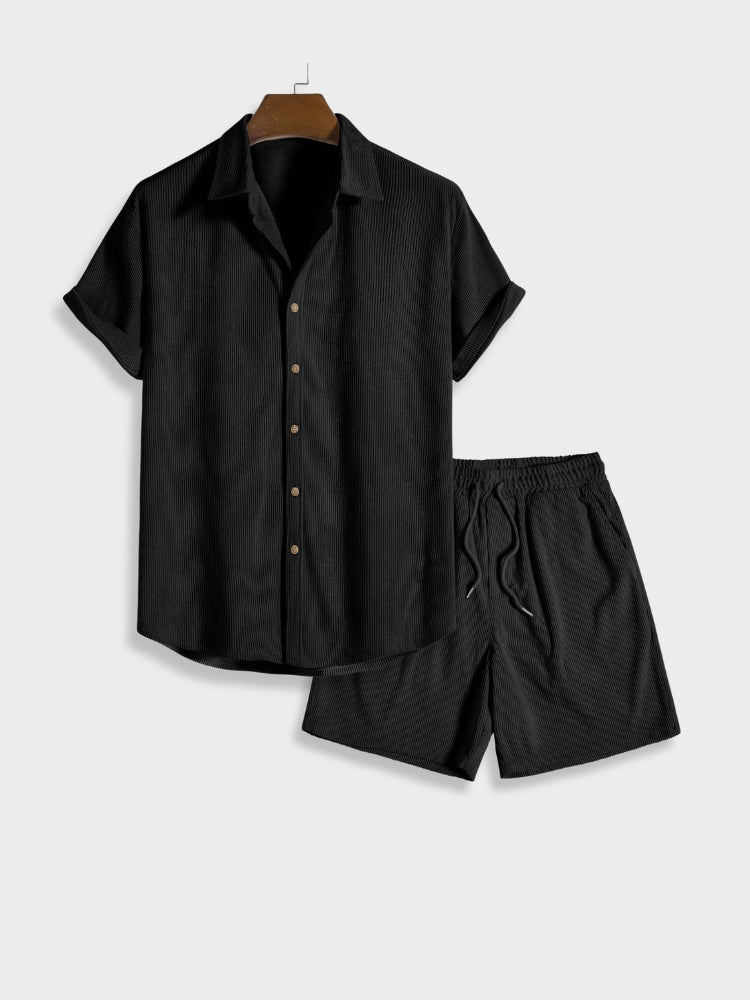 SommerCord Herren Set | Leichtes Cordhemd und Shorts