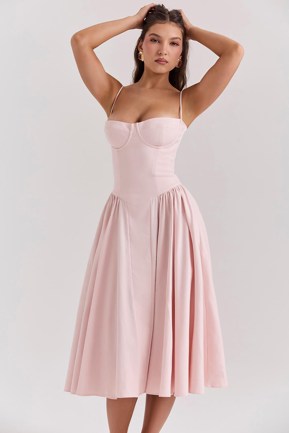 BrisaTwirl Ballerina Corset Midi Dress | Elegant design | Perfect for weddings &amp; parties