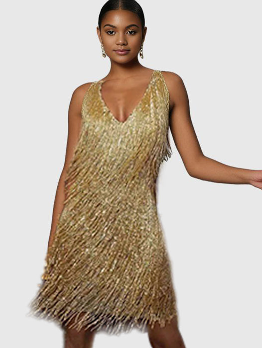 Robe mini GraceChic à franges | Robe de soirée élégante pour femme | Élégant, tendance et confortable