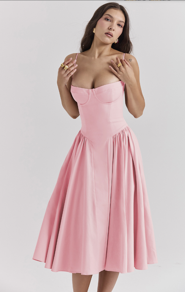 Velisra Sleeveless Corset Midi Dress | Figure-hugging &amp; Elegant | Perfect for special occasions 