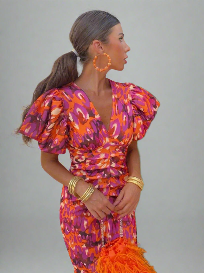 SiennaGlow – Puff Sleeve Maxi Dress for Women | Elegance | Airy | Perfect for special occasions