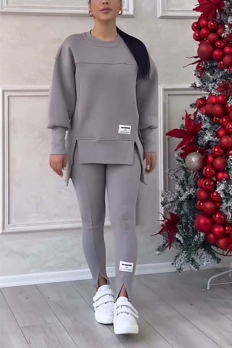BellaGlow - Elegant sweatshirt and leggings set | Slits at the hem | Comfortable &amp; stylish | Women's sports &amp; leisure outfit