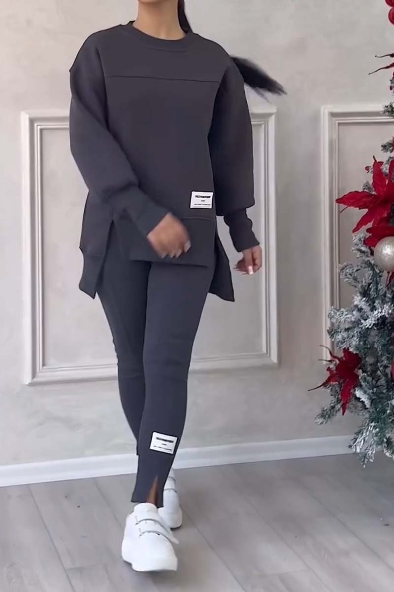 BellaGlow - Elegant sweatshirt and leggings set | Slits at the hem | Comfortable &amp; stylish | Women's sports &amp; leisure outfit