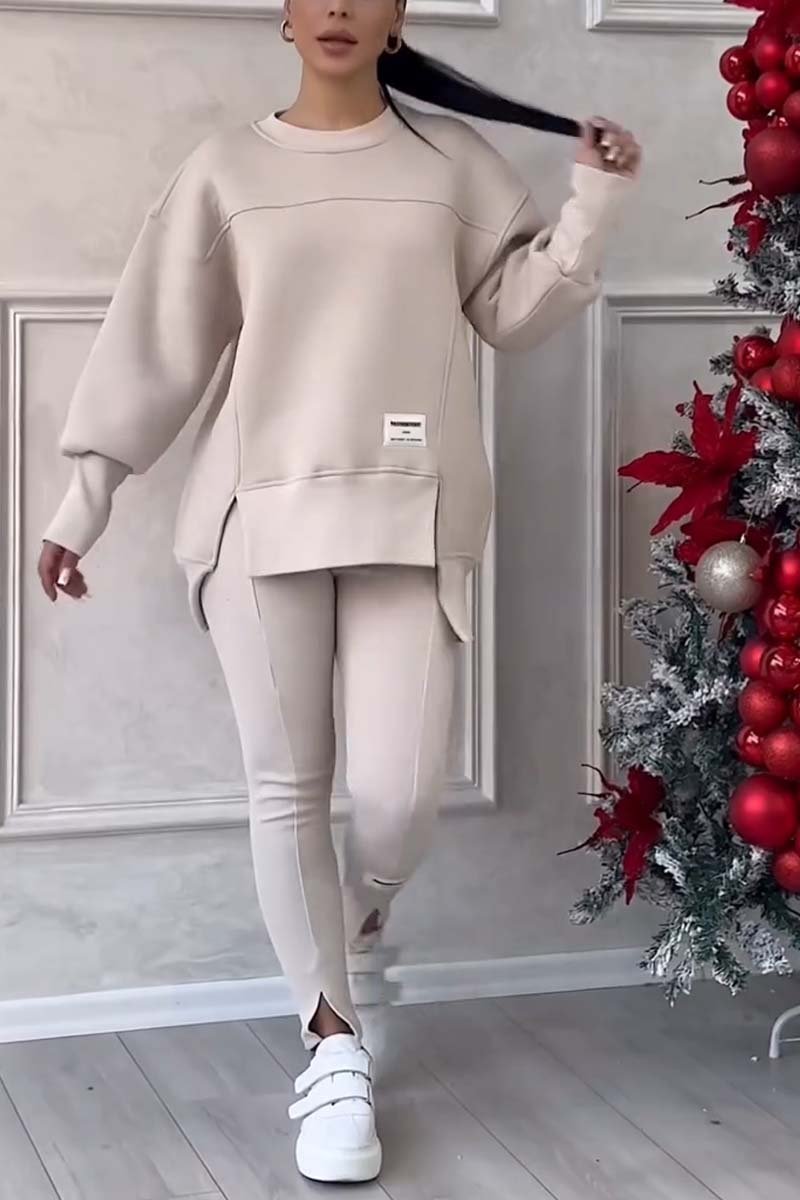 BellaGlow - Elegant sweatshirt and leggings set | Slits at the hem | Comfortable &amp; stylish | Women's sports &amp; leisure outfit
