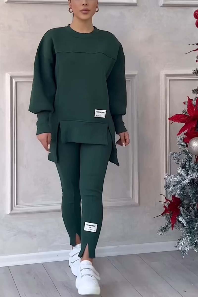 BellaGlow - Elegant sweatshirt and leggings set | Slits at the hem | Comfortable &amp; stylish | Women's sports &amp; leisure outfit